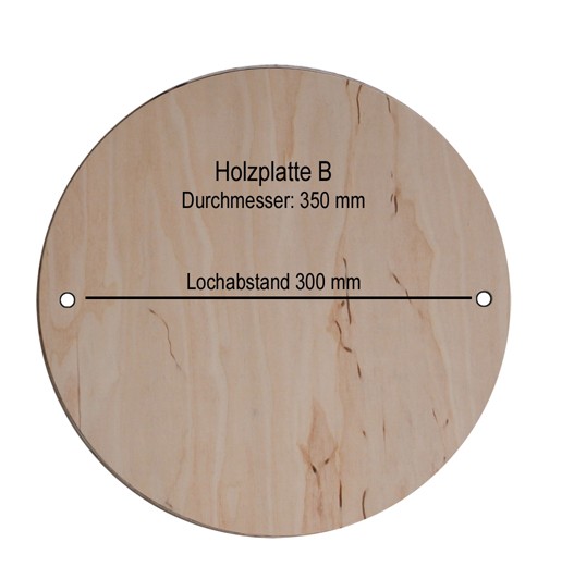 Holzplatte "B" 350 mm, Lochabstand 300 mm