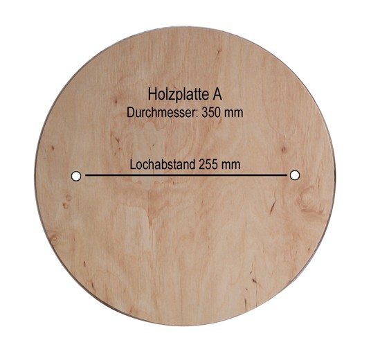 Holzplatte "A" 350 mm, NEU Lochabstand 255 mm